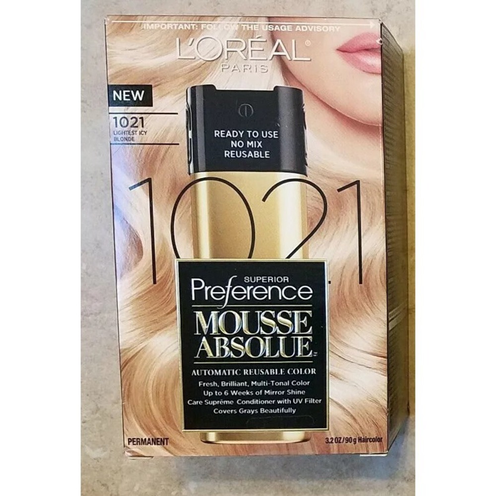 LOREAL Superior Preference Mousse Absolue #1021 LighestIcy Blonde Hair Color Dye